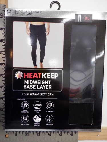 MENS XLARGE 40-42 HEATKEEP MIDWEIGHT BLACK BASE LAYER PANTS NEW #21866
