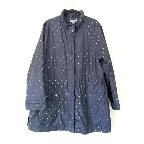 Laura Scott Size 2X Polka Dot Anorak Windbreaker Jacket Elastic Waist Pockets - Picture 3 of 6