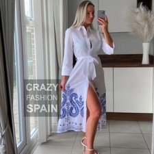 ZARA WOMAN NWT SALE WHITE EMBROIDERED SHIRT DRESS ALL SIZES 4786/087