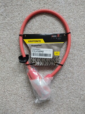 Brandneu Kryptonite Kryp Toflex 1265 Schlüssel Kabel Fahrradschloss, Lachs, 65 cm