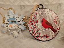 10 cm Christmas In Heaven Ornament and Snowman ornament. preowned