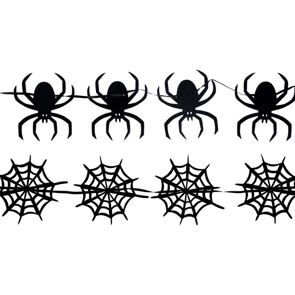 Gisela Graham Felt Spider Web Garland Black