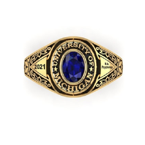 Personalized Oval Birthstone High School Class Ring Graduation