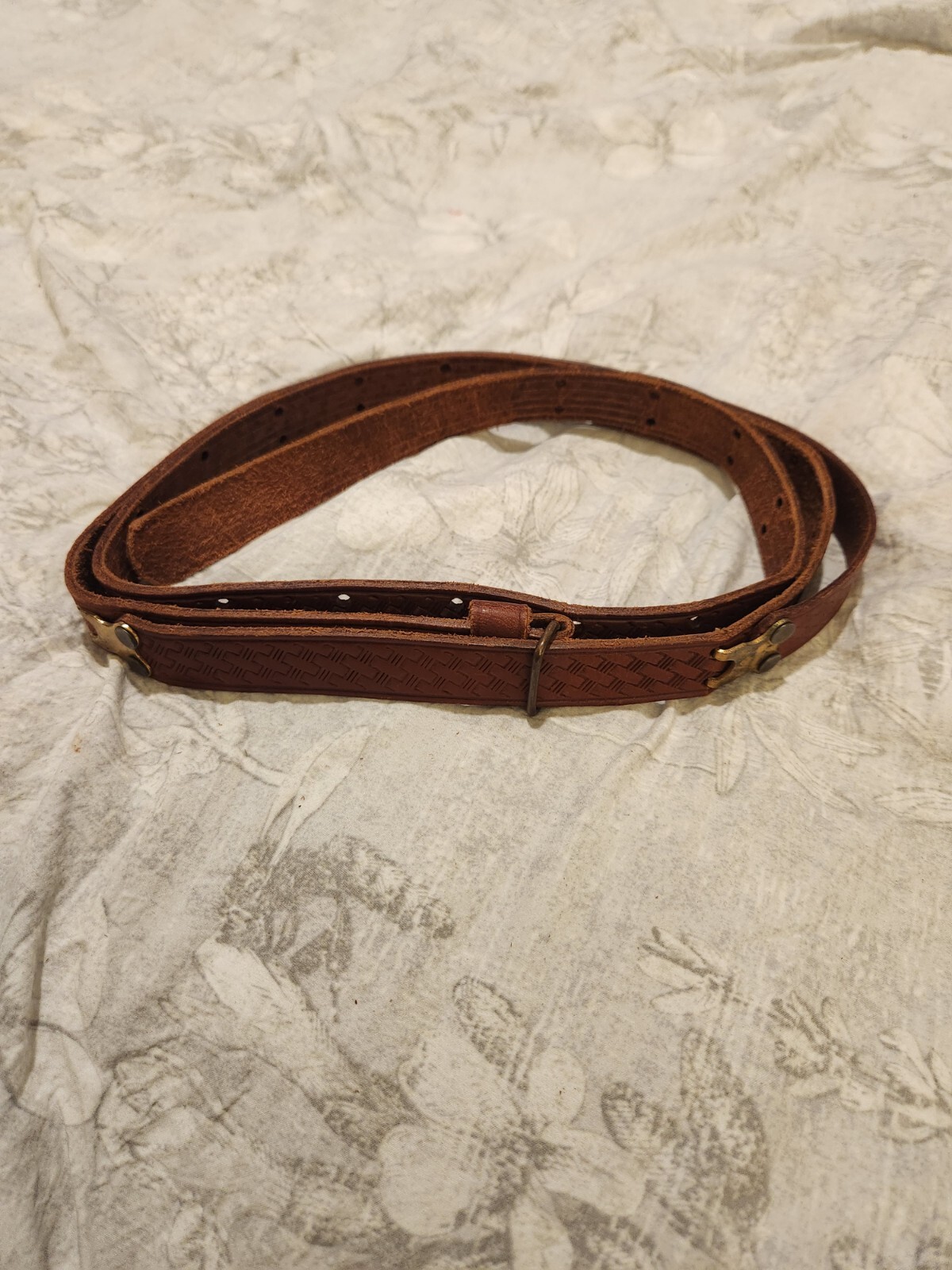 vintage Leather Belt 61" With 2 Hook Buckles - image 1