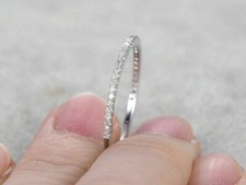 Round Simulated Diamond Eternity 14K White Gold Plated Micro Pave Wedding Band