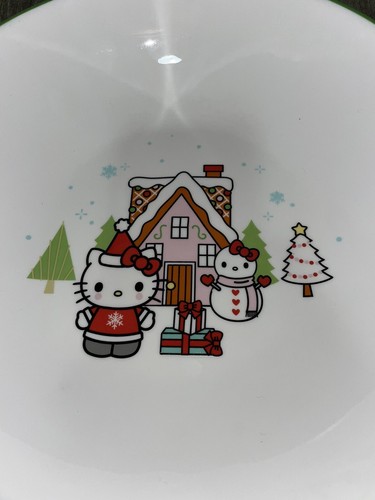 New Set Of 2 Hello Kitty Christmas 9” x 2” Shallow Ceramic Serving Bowls - Picture 3 of 6