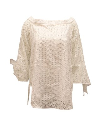 Tibi Off-Shoulder-Ösenbluse Aus Weißer Baumwolle Weiblich Weiß S