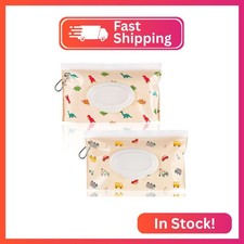 FEBSNOW 2 Pack Baby Wipes Dispenser, Portable Refillable Wipe Holder Baby Wipes