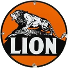 VINTAGE LION GASOLINE PORCELAIN SIGN GAS STATION PUMP PLATE MOTOR OIL