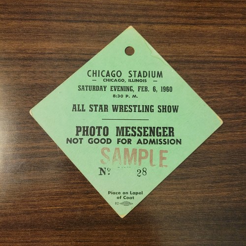 1960 Chicago Stadium All-Star Wrestling Show Pass Killer Kowalski - Pepper Gomez - Picture 1 of 2