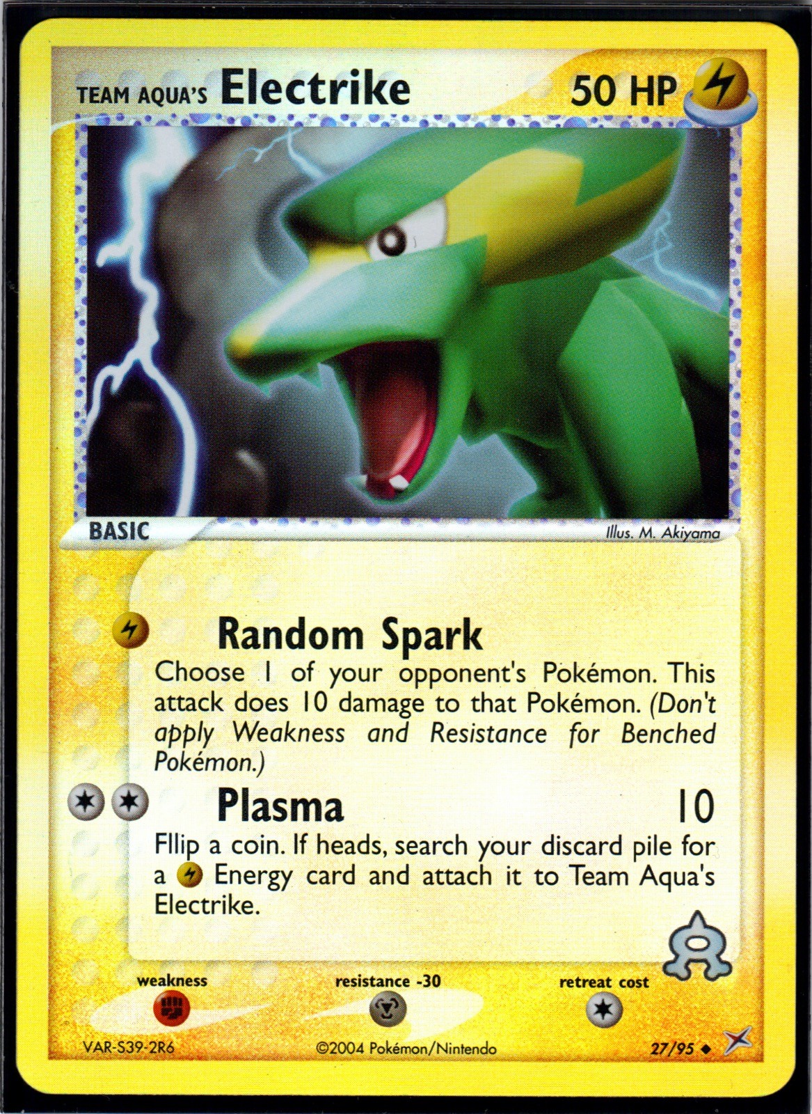 Team Aqua's Electrike 27/95 UC Team Magma vs Team Aqua Pokemon Reverse Holo NM/M