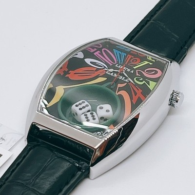 Frank Miura King Macau Gamble Watch Rainbow Black Leather Band FM14-SVCRBK