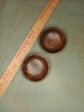 Pair Hand Turned Wood Bowls 3 In Wide