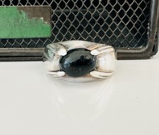 Vintage Sterling Silver 925 Band Ring Mens Onyx Gemstone