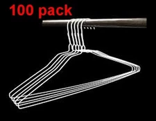 Wire Hangers in Bulk - 100 White Metal Hangers - 18 Inch Thin Standard Dry Clean
