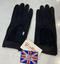 Unworn Vintage Deadstock  Pittards Black Leather Backless Driving Gloves 7.5