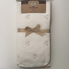 NEW Baby Blanket Cotton Muslin Quilted Sherpa Reverse  BearPaw
