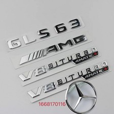 Für Benz GLS63 AMG V8 BITURBO 4MATIC+ Stamm X166 Emblem Aufkleber Silber Auto Für Benz GLS63 AMG V8 BITURBO 4MATIC+ Stamm X166 Emblem Aufkleber Silber Auto