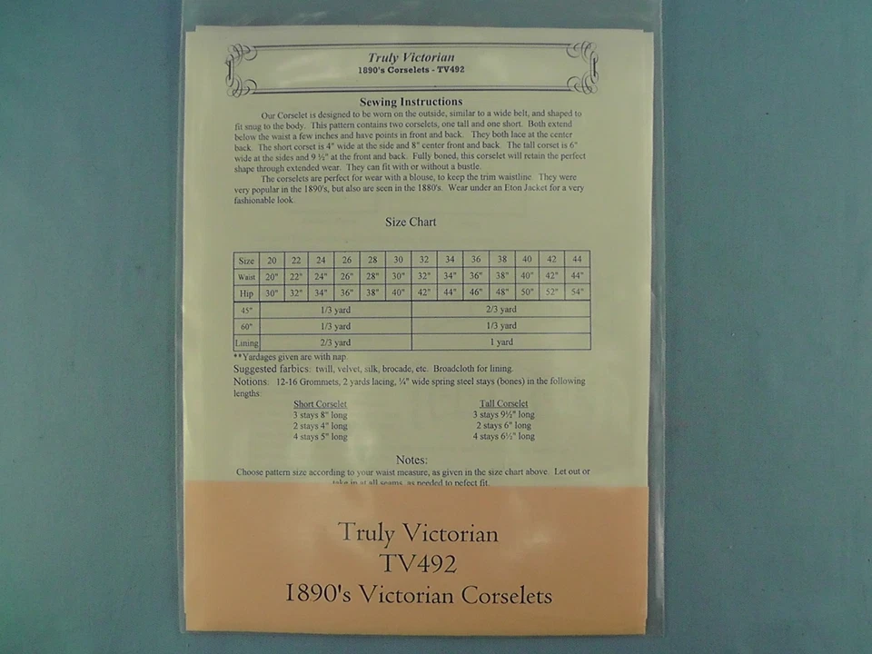 TRULY HISTORIC  Victorian Corselets Sewing Pattern 20-44 Waist Costume FREE SHIP - Image 3 of 3