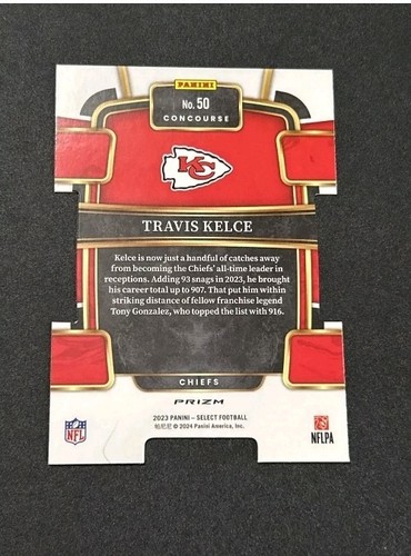 2023 Panini Select Concourse Red & Blue Prizm Die Cut Travis Kelce #50 - Picture 2 of 2