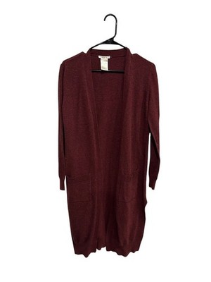 Matty M Open Front Cardigan Sweater Burgundy Sz Medium Long Sleeve Knitwear Cozy