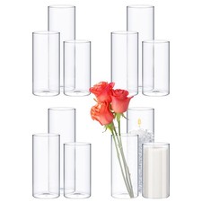 Sawysine 12 Pcs Glass Cylinder Vases 2.5/2.95/3.9 in Diameter Clear Set for