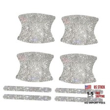 8PCS Sparkling Car Door Handle Protector, Crystal Rhinestone Vehicle Door White