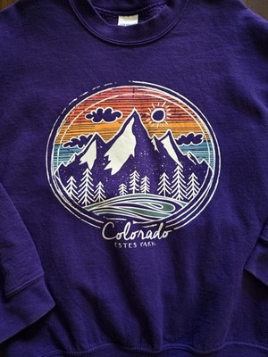 Estes Park Colorado Purple Mountains Sweatshirt Unisex Medium Hiking Camping 
