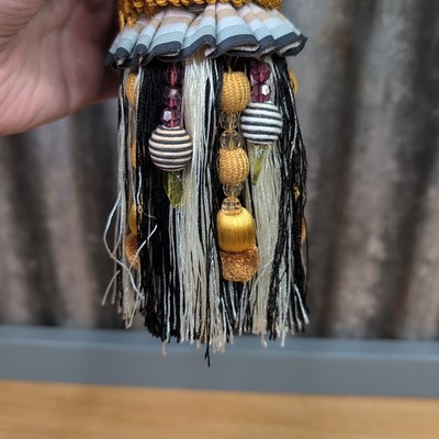 MacKenzie Childs Courtly Check Ceramic Pear Tassel Curtain Tieback