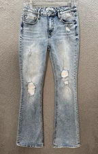 Vigoss Jeans Womens 27 Blue Jagger Boot Cut Stretch Distressed Denim Preppy