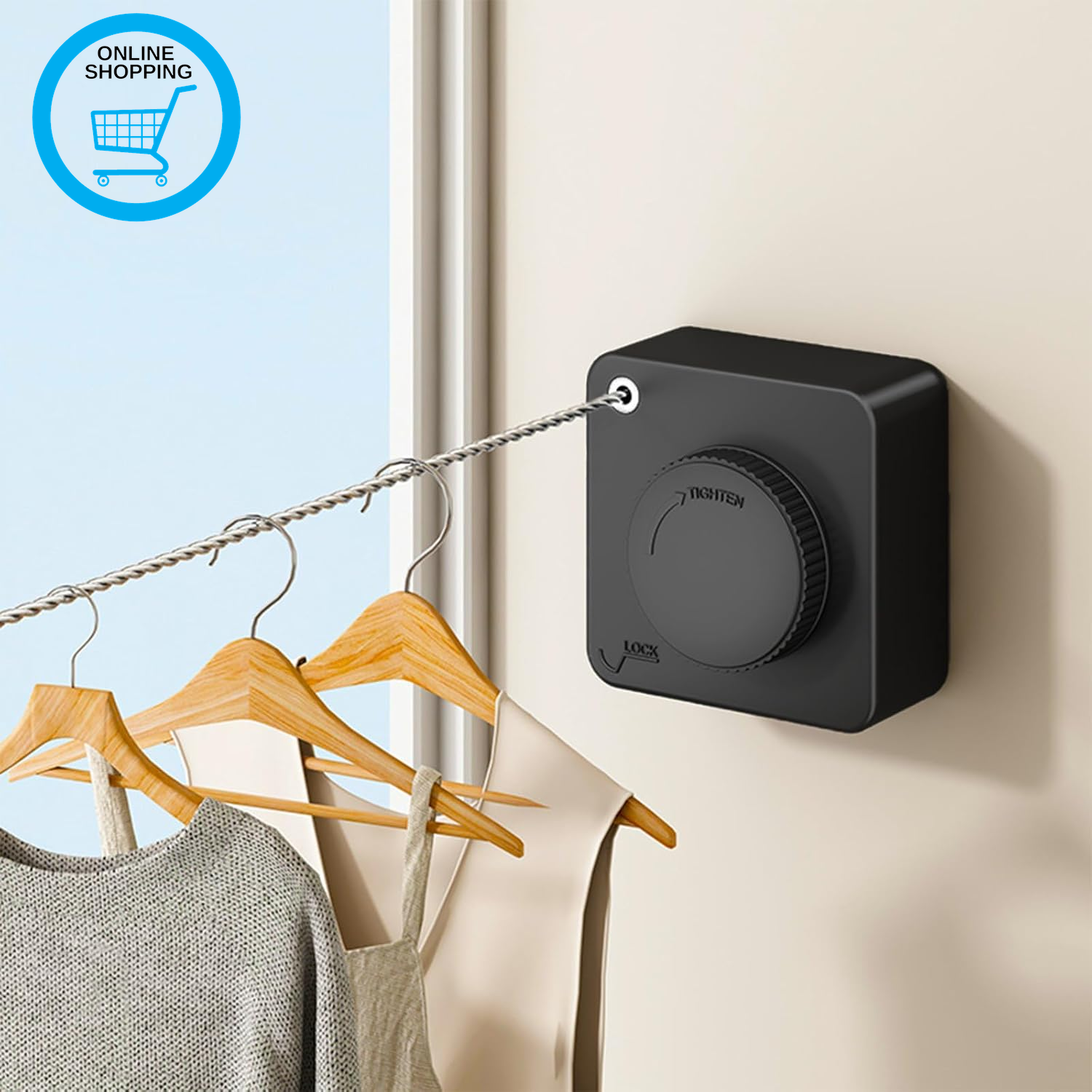 Retractable Clothesline Indoor & Outdoor, 4.95M Non-Sagging Stainless Steel Laun