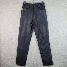 Vtg Skotts Suede Womens Black Washable Leather Tapered Pants Sz 28 28x31 