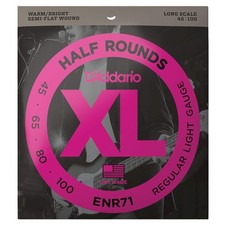 D'Addario XL Regular Light Half Rounds 4-String Bass Strings, 45-100 Long Scale