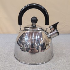 Stainless Steel Whistling Tea Kettle Stovetop Mirror Finish Black Handle