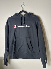Champion Women s Black Hoodie Athleticwear Medium Spellout Logo