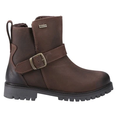 Hush Puppies Bottes Femme Cheville Imperméables Wakely Cuir Zip Marron Taille UK - Photo 1/4