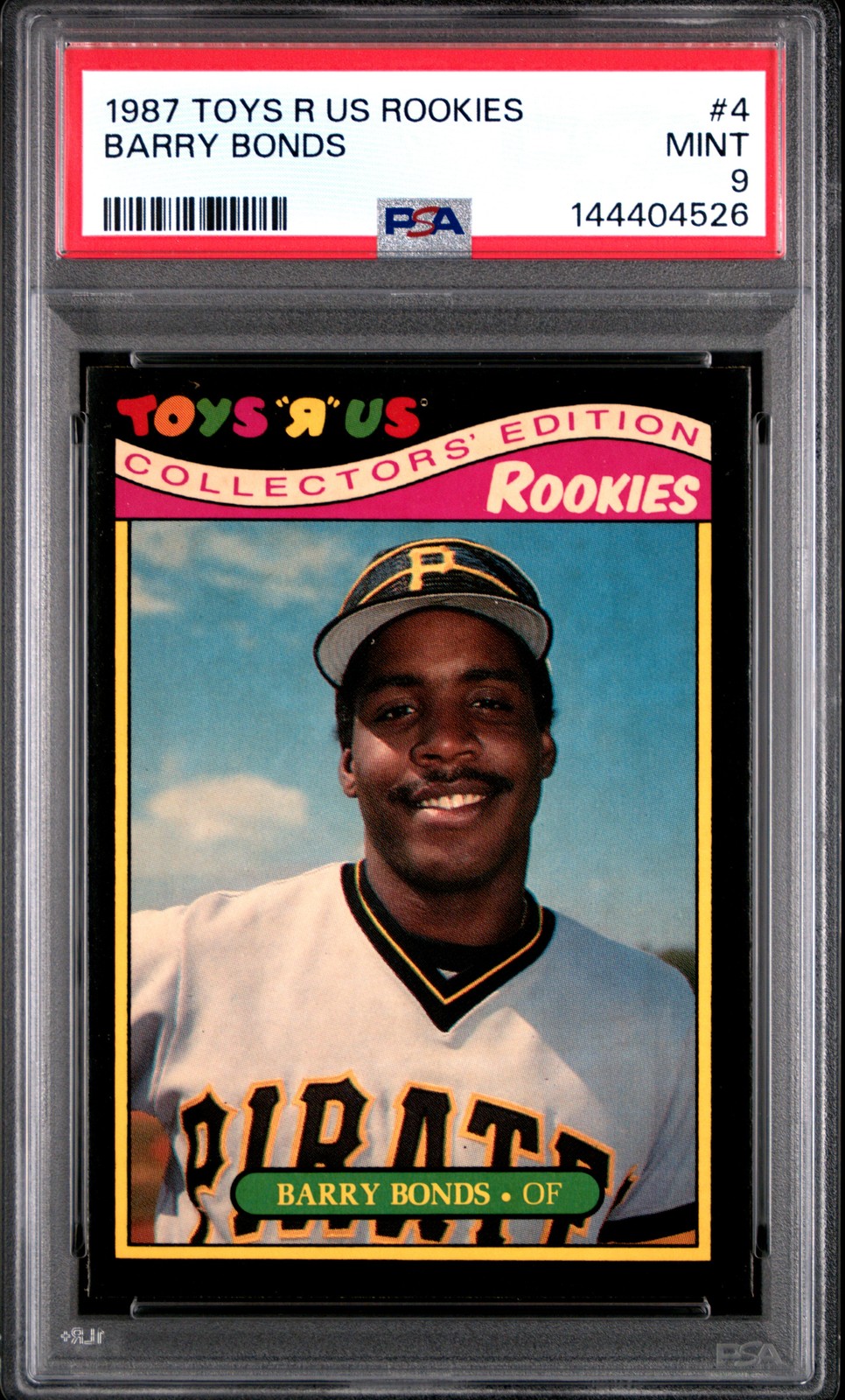 1987 TOYS R US ROOKIES #4 BARRY BONDS ROOKIE RC PSA 9