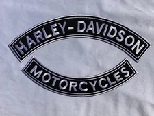 Harley Davidson Rocker patch set 15" & 12" Embroidered logo Iron-On FREE SHIP!