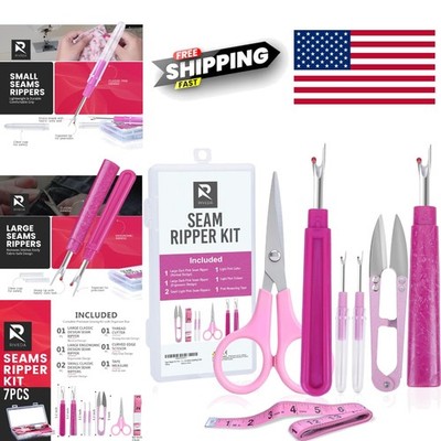 Complete 7 Piece Sewing Tool Kit with Ergonomic Seam Rippers and Scissors