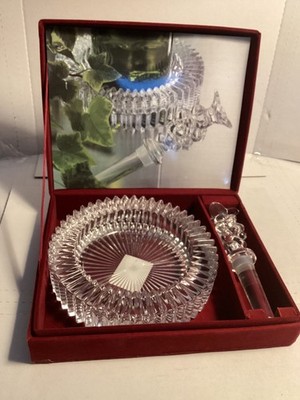 Mikasa Crystal Diamond Fire Wine Set with Base and Bottle Stopper