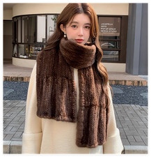 Long Style Real Natural Mink Fur Scarf Fur Shawl Women Knitted Muffler Scarves