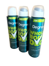 Degree Whole Body Deodorant Active Fresh 4oz Aluminum Free 3 Pack NEW