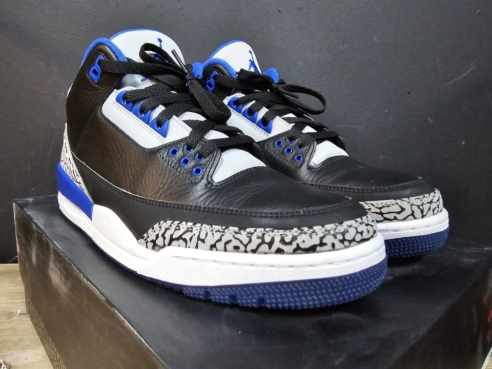 Размер 10,5 - Air Jordan 3 ретро Sport синий отличном состоянии с оригинальной коробкой - Изображение 3 из 4