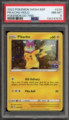 Pokemon Pikachu Pokemon Go Tins Black Star Holo Promo SWSH234 PSA 8