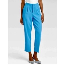 a new day Bright Blue High-Rise Pleated Cropped Pants, Size 10, NWT
