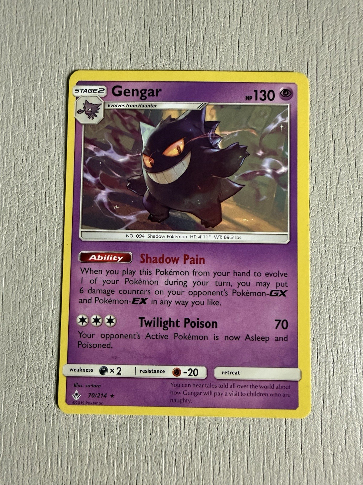 Gengar 70/214 Sm-Unbroken Bonds Regular
