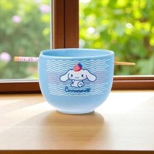 Hello Kitty Cinnamoroll Strawberry Ramen Bowl with Chopsticks 20 oz