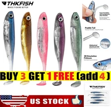 Thkfish 5/6pc Soft Plastic Swimbait Paddle Tail Lure Minnow Paddle Tail Swimbait
