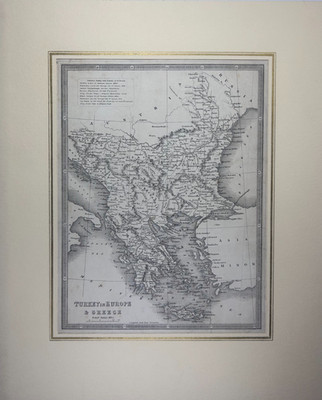 Map of Turkey in Europe and Greece, Steel engraving, George Philip & Son c. 1850