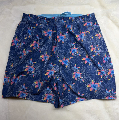birddogs Men s XL Swim Trunks Floral Blue/Multicolor Elastic Waist Drawstring